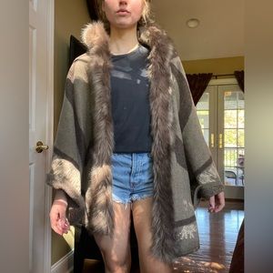 Brown Faux Fur Shawl